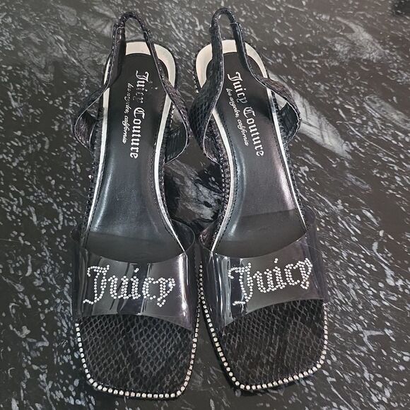 BRAND NEW JUICE COUTURE SLINGBACK DAZZLING RHINESTONE LOGO SANDAL R3 - Picture 3 of 15